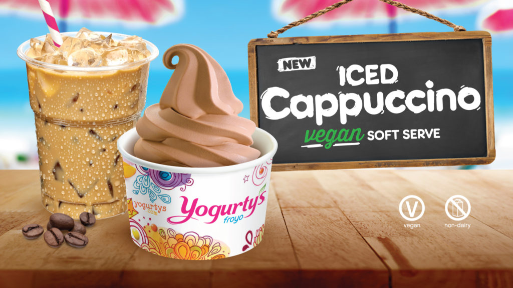 Yogurty's Froyo new flavour, vegan ice cappuccino soft serve.